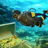 scuba diver treasure hunt水肺潜水员游泳宝藏